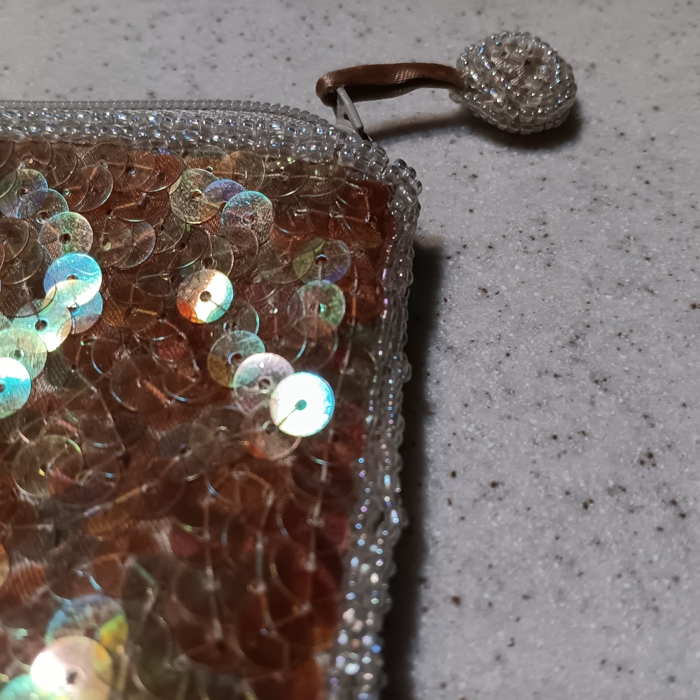 Sequined Rust Colored Formal Wristlet - Picture 4 of 8
